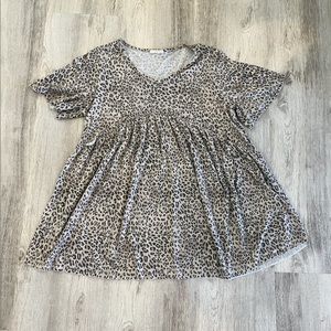 NWOT Leopard Cheetah Print Peplum Blouse